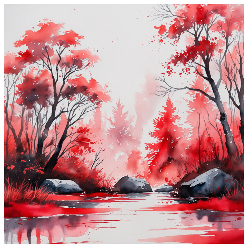 Red Autumn Forest Blankets, 60in W x 80in H