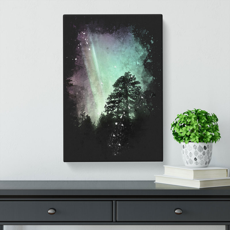 Northern Lights over the Forest - Wrapped Canvas, 60cm H x 40cm W x 3cm D