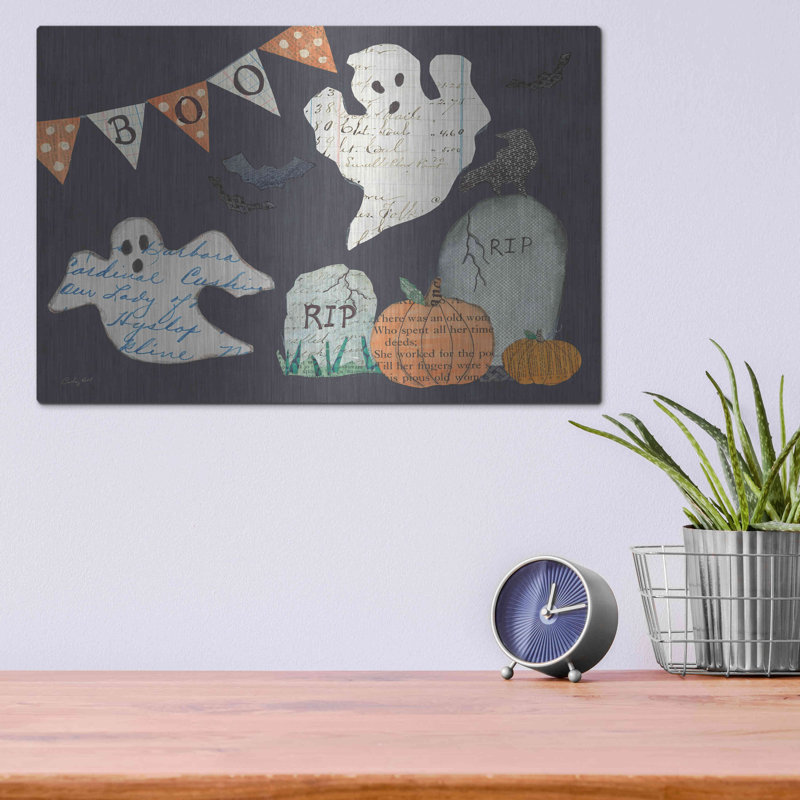 «Halloween Whimsy III» par Courtney Prahl, art mural en métal, H 12 po x l 16 po
