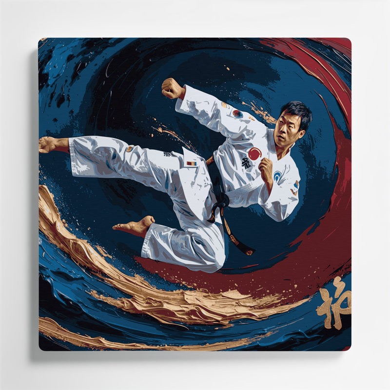 Sports Taekwondo Grey Metal Wall Art