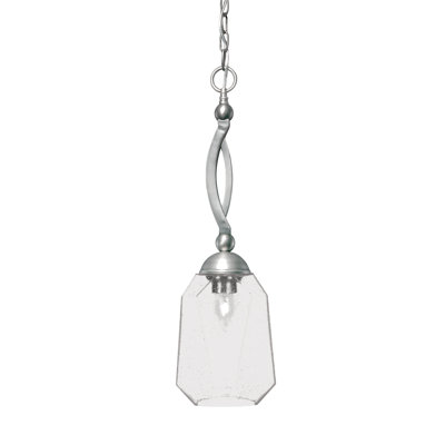 Sharpe Chain Hung Pendant Shown In Brushed Nickel Finish With 6.25" Clear Bubble Glass