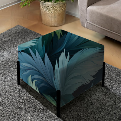 Plumes de perroquet bleues et bleu sarcelle - repose-pieds carré abstrait