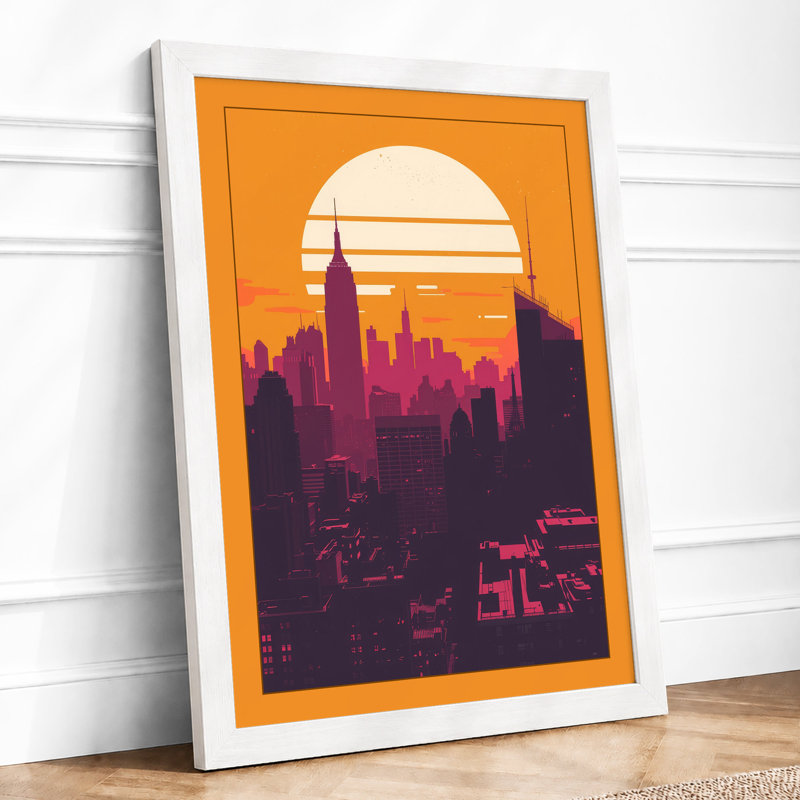Sunset Over The City Modern - Print, A4 - 29.7 x 21.0 cm, White