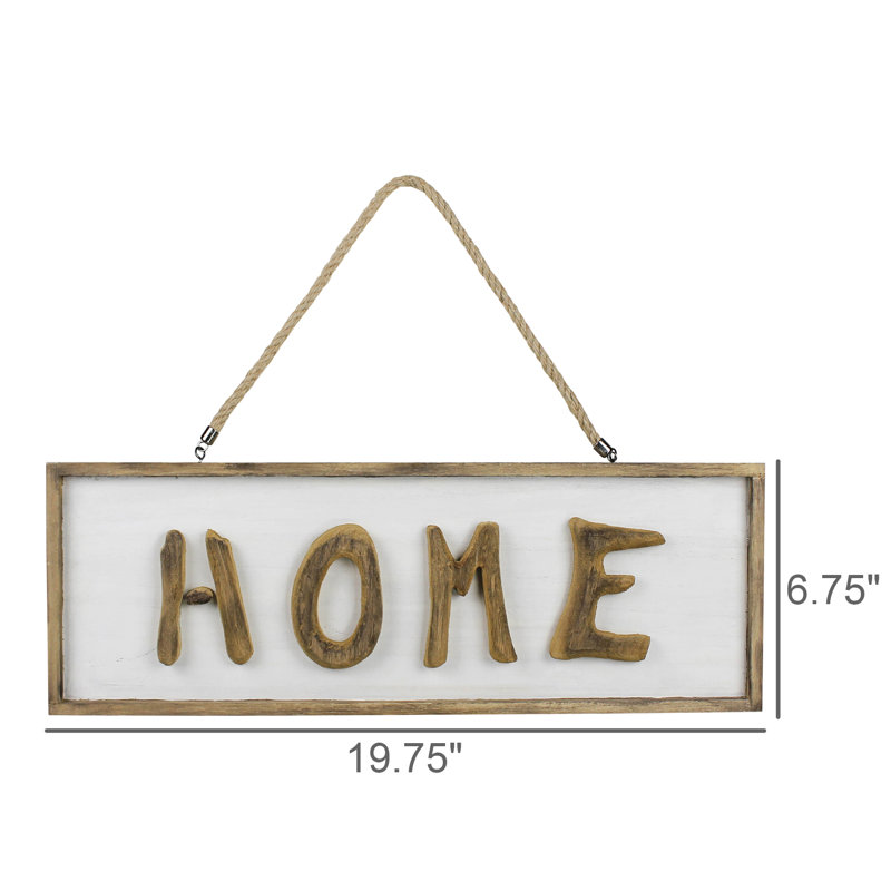 Home Sign with Rope Hanger