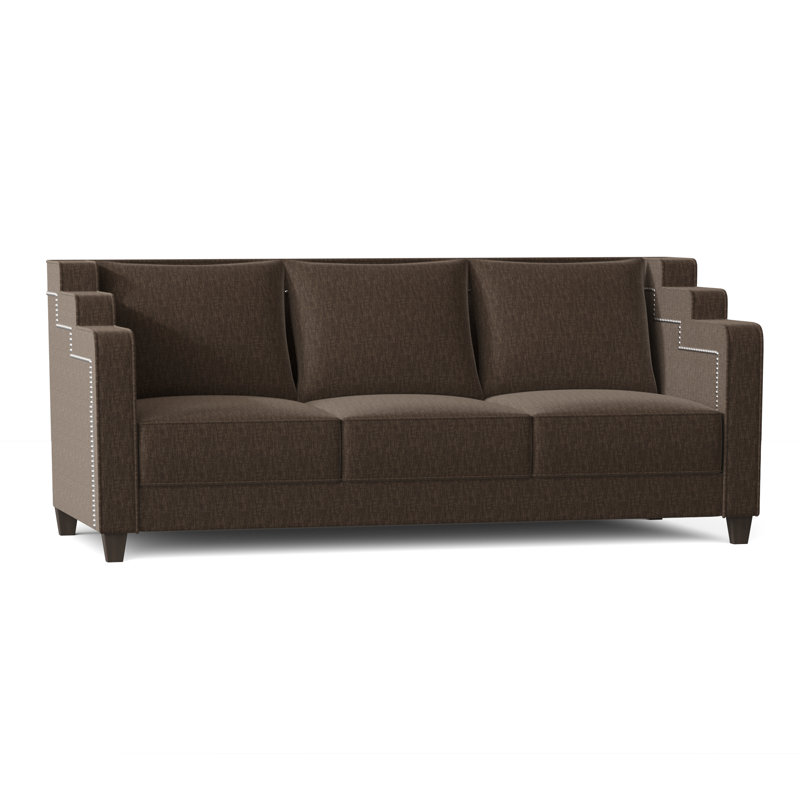 Abbey Sofa, Bella Black Performance Velvet, Brown Mahogany