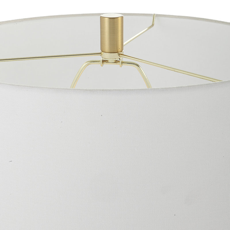 Lampe sur pied 62 po, abat-jour rigide conique blanc, noir avec accents dorés