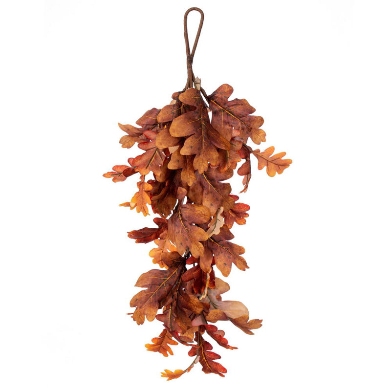 Larme de 35 feuilles de chêne d'automne orange. Elle mesure 35 par 7,5 pouces.