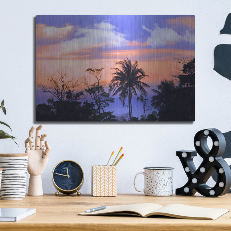 Art mural en métal Winston Porter «Coastal Palms 3» par Mark Ashkenazi, H 12 po x l 16 po