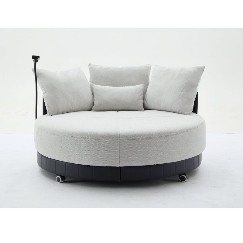 Fauteuil pivotant rond surdimensionné de 52,75 po, Gris