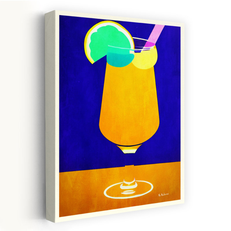«Vibrant Summer Cocktail», art mural coloré contemporain, H 18 po x l 12 po