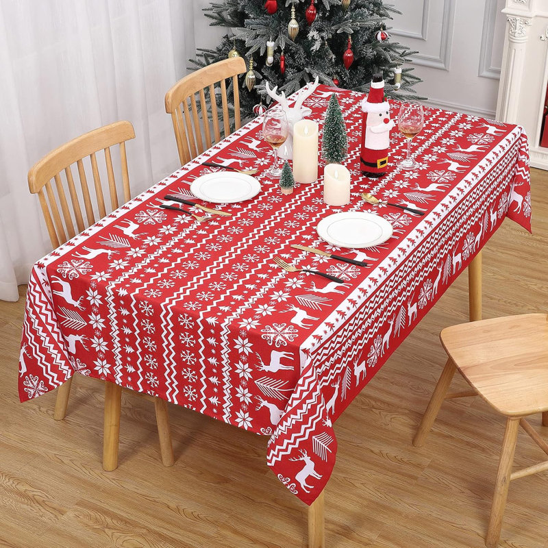 Akiylah Rectangle Chevron Tablecloth, Red