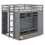 Lit mezzanine double avec lumières DEL, lit mezzanine en bois avec tiroirs, tablettes, lit mezzanine avec meuble télé et armoire-663617917