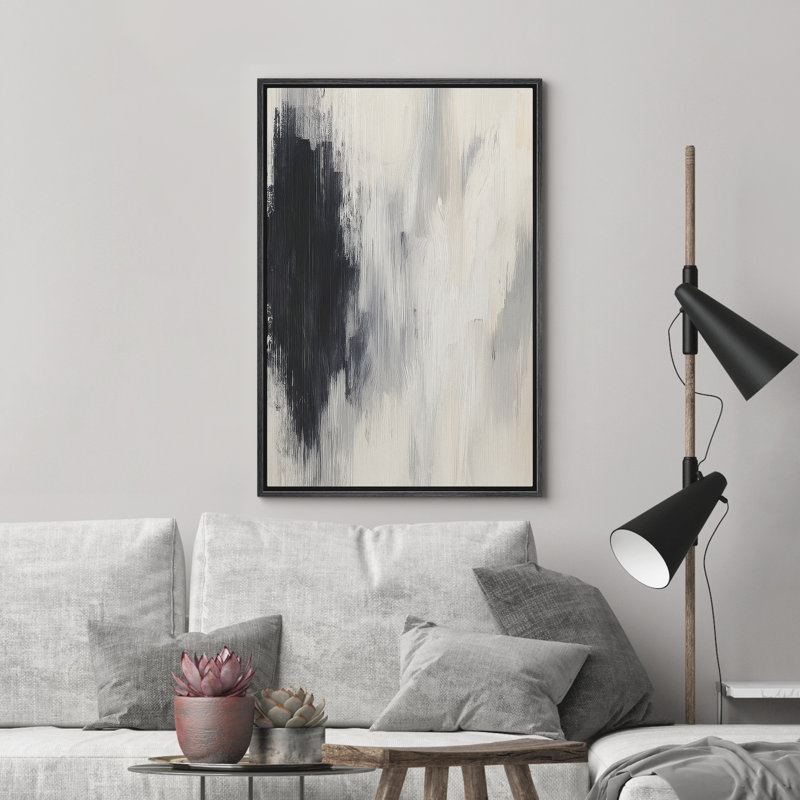 Reproduction d'art abstrait sur toile encadrée pour décoration intérieure moderne, H 24 po x l 16 po, Noir