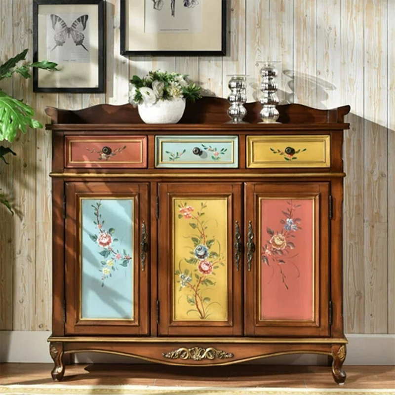 Console rectangulaire en bois massif brun
