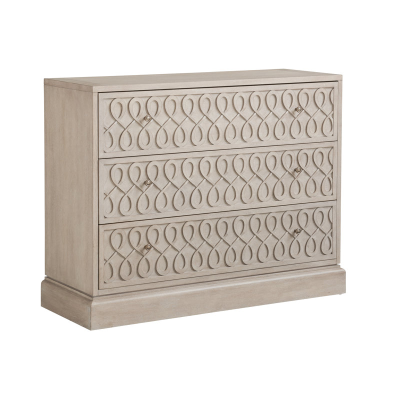 Beige Transitional 3-Drawer Dresser with Sinuous Design