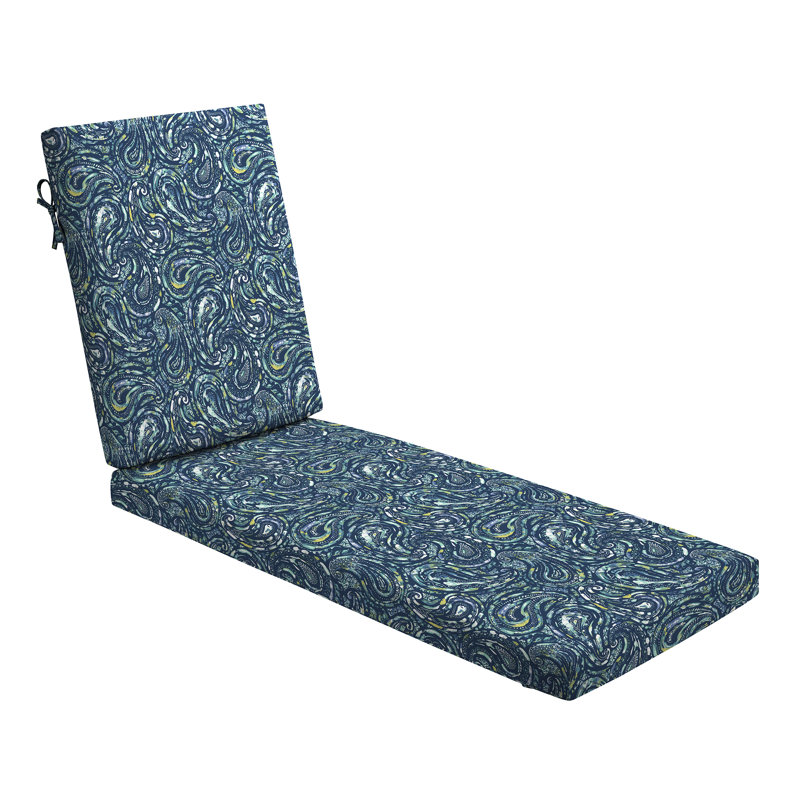 ARDEN Foam Outdoor Chaise Lounge Cushion, 21 x 72, made with ProFoam, Sapphire Blue Ridge Paisley