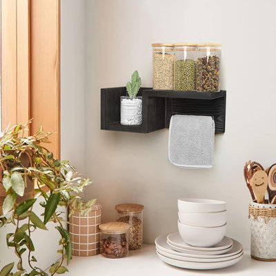 Porte-papier hygiénique mural rustique avec tablette, support de rangement polyvalent pour rouleaux de papier hygiénique et décoration