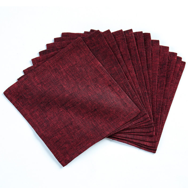 100% Pure Linen Cocktail Napkins - Athena, Red Garnet