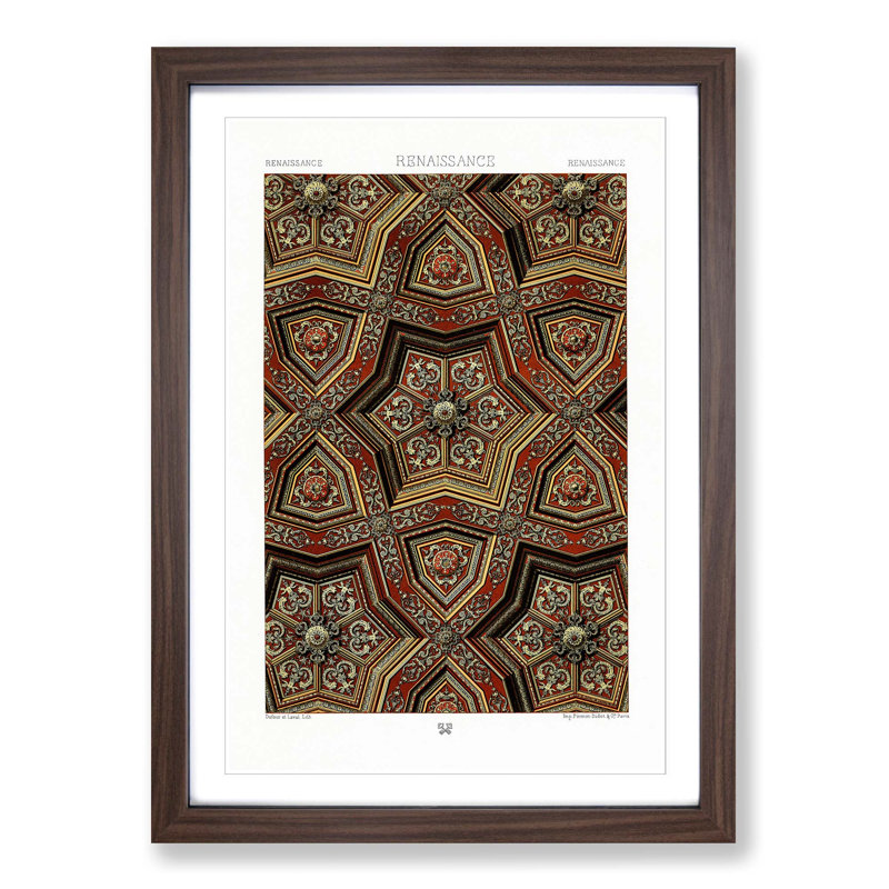 A Renaissance Pattern by Albert Racinet - Picture Frame Painting Print, Walnut Framed, 65cm H x 48cm W x 2cm D