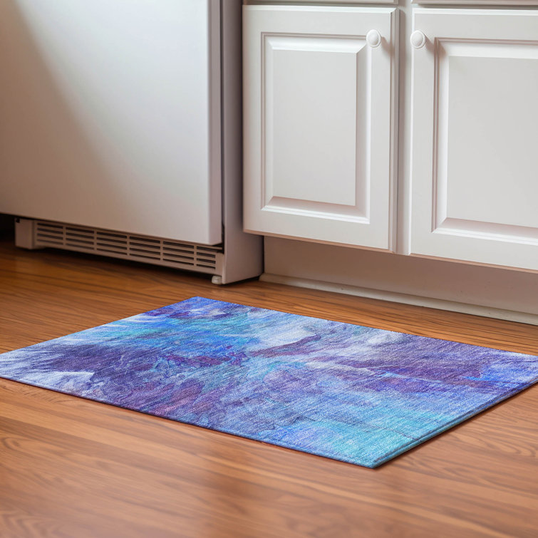 Tapis bleu Cerrito lavable à la machine de qualité supérieure