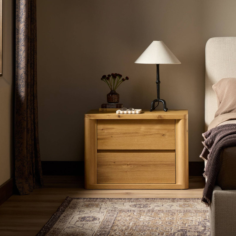 Novella Nightstand-Natural Oak Veneer Thick Random