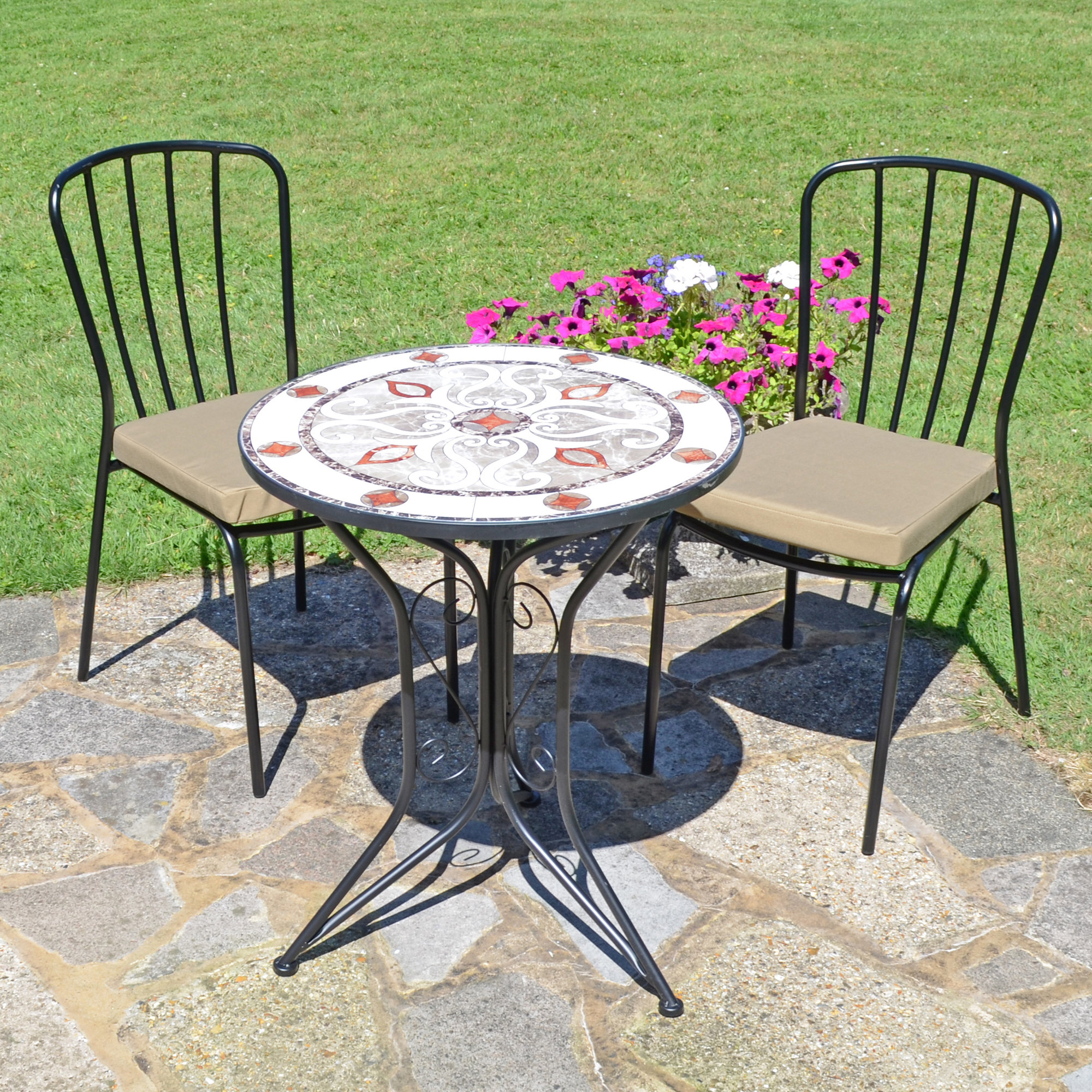 Marlow Home ESTORIL BISTRO 60cm Mosaic Table with Milan Chair