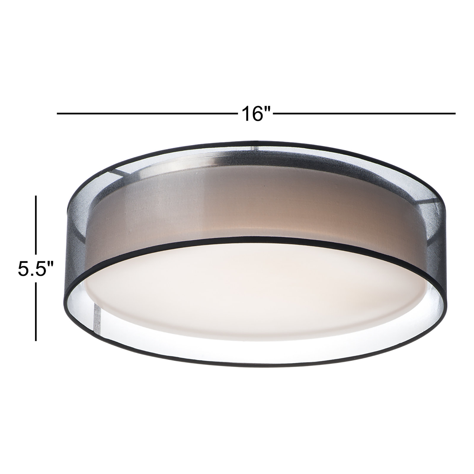 Jessalyn Single Light LED Flush Mount, 5.5" H x 16" W x 16" D, Black Organza