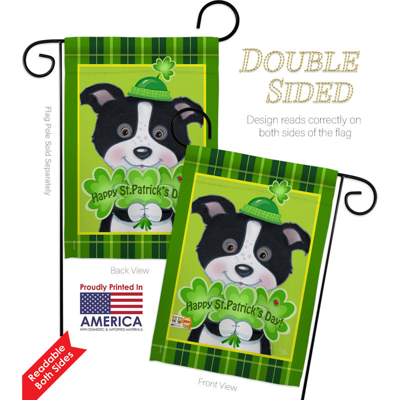Drapeau de jardin en polyester 18 x 13 po St. Pat's Puppy