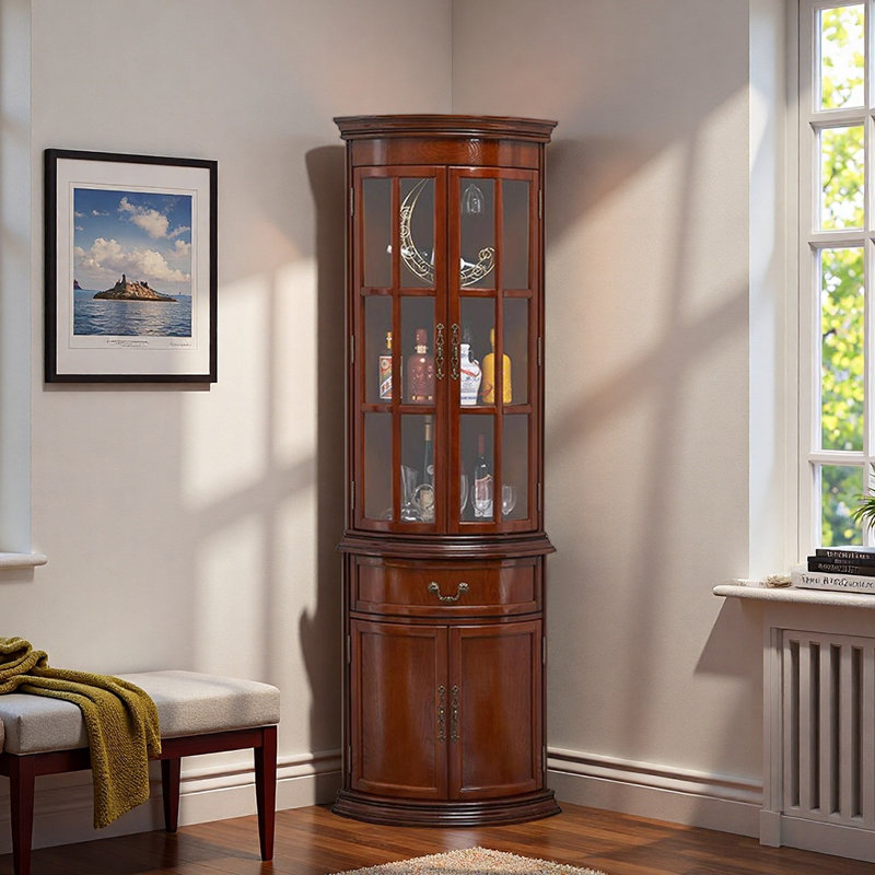 American-style display corner cabinet, Red Brown