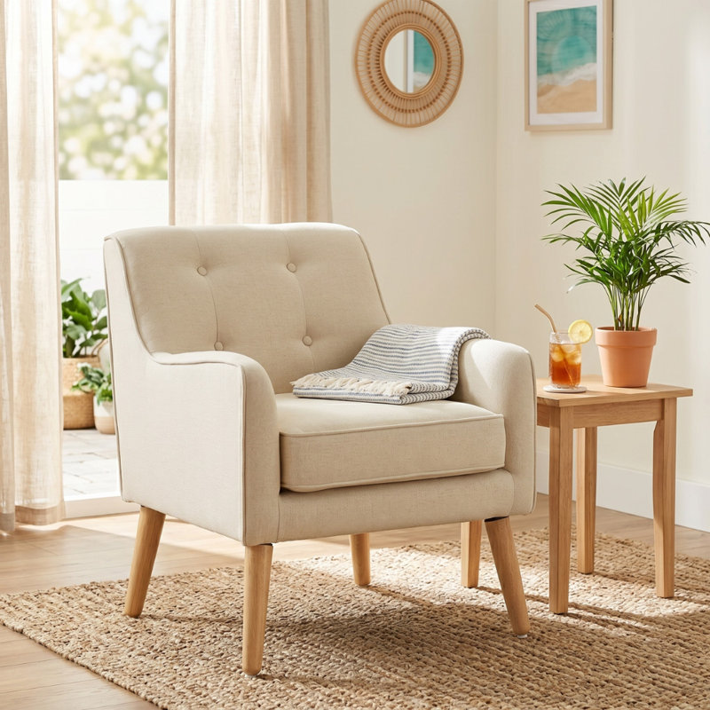 Alcide Tufted Armchair, Beige