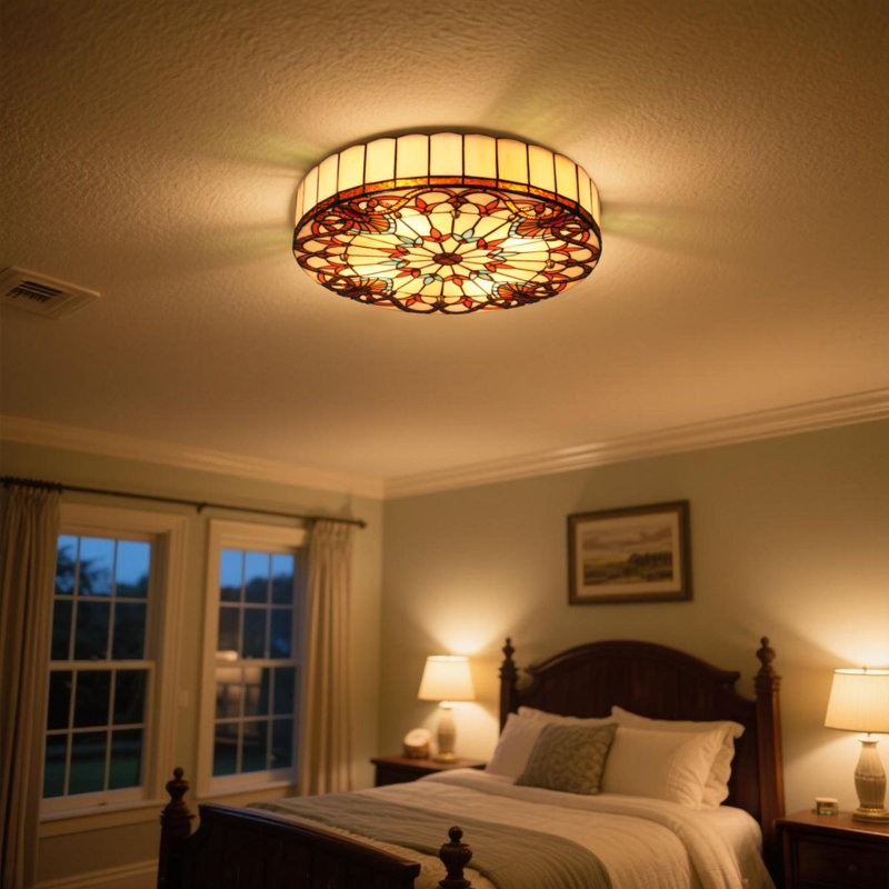 20-inch 4-light Baroque Flush Mount Ceiling Light - E26 Base/wall Control