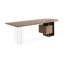 Bureau brun / noir + demi-cercle en bois massif + acier + acrylique avec 2 tiroirs-792688246-792688232