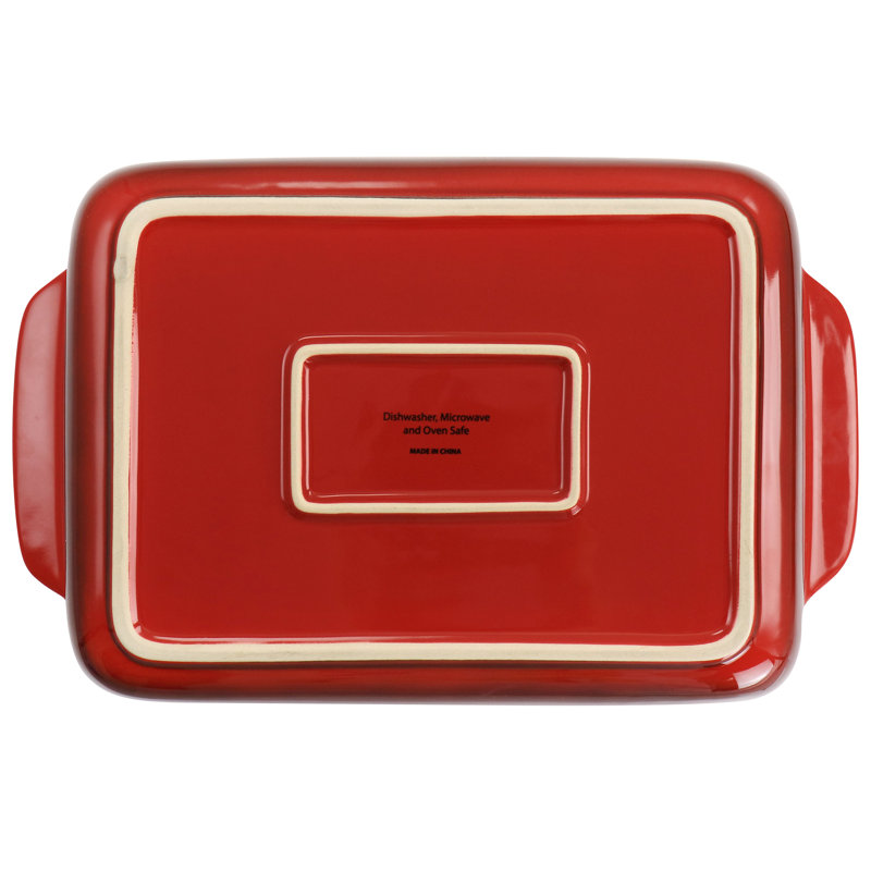 Gradient Red Ceramic Bakeware Set with Integrated Handles