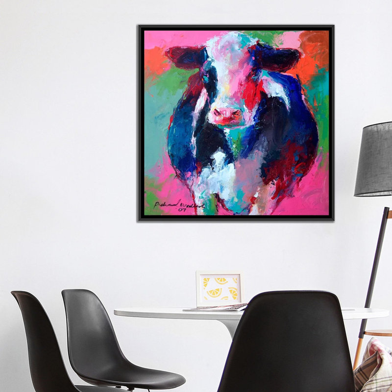 «Cow II», impression sur toile, H 18 po x l 18 po x P 1,5 po, Toile avec cadre noir, Pas de tapis