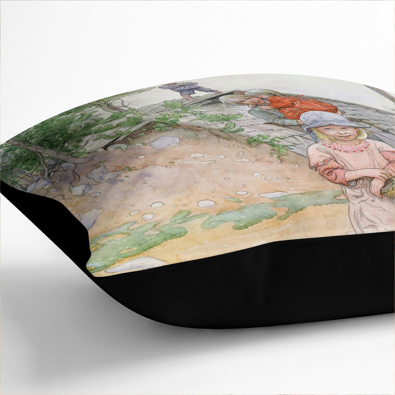 Children By The Cellar Square Throw Cushion, Black, 40cm H x 40cm W x 15cm D