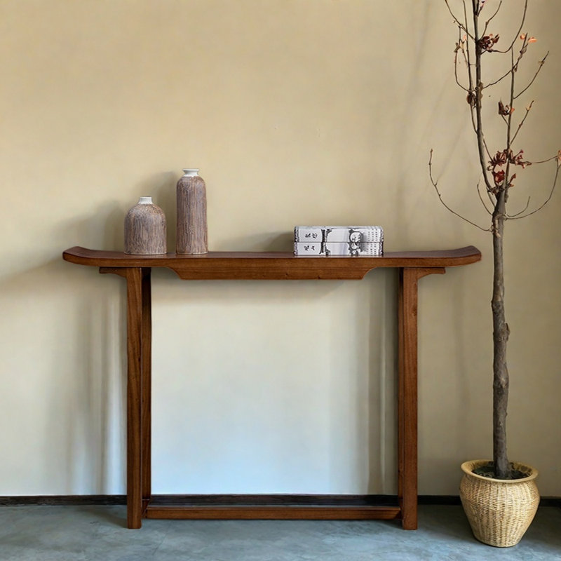 Nouvelle console en bois d'orme massif de style chinois, H 33,5 po x l 59,1 po x P 11,8 po