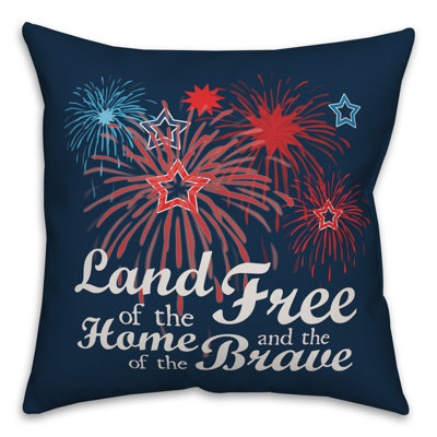 Coussin intérieur / extérieur Land of the Free Home of the Brave Fireworks