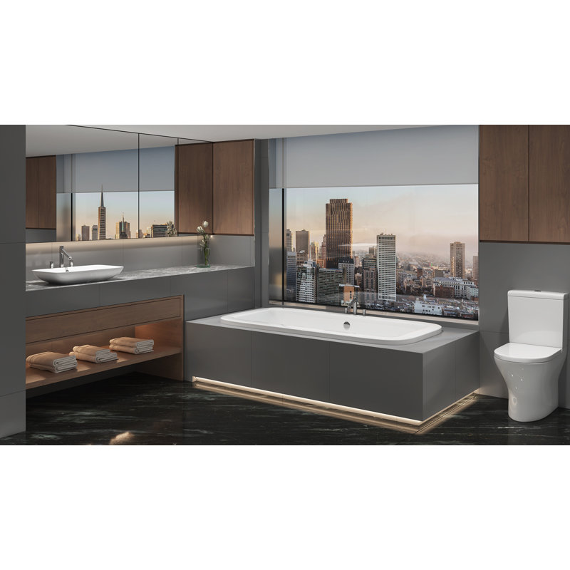 Pebble 72" x 36" Drop In Air Acrylic Bathtub, White