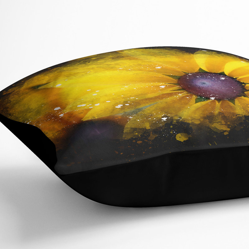ConeflowersPaint Splash Cushion with Filling, 40cm H x 40cm W x 15cm D, Black