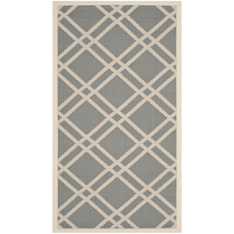 Arneshia Geometric Gray/Ivory Indoor/Outdoor Area Rug, Rectangle 2' x 3'7"
