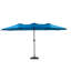 Parasol d'extérieur 14,8 pi rectangulaire double face - bleu foncé avec manivelle pour les fêtes dans la piscine