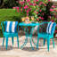 Bistro d'extérieur bleu sarcelle 3 pièces, métal, thermolaqué, eau, table 30 po, l 16,25 po, chaises en fer 3, 24,16 po W & D, thermolaqué, durable-24345077