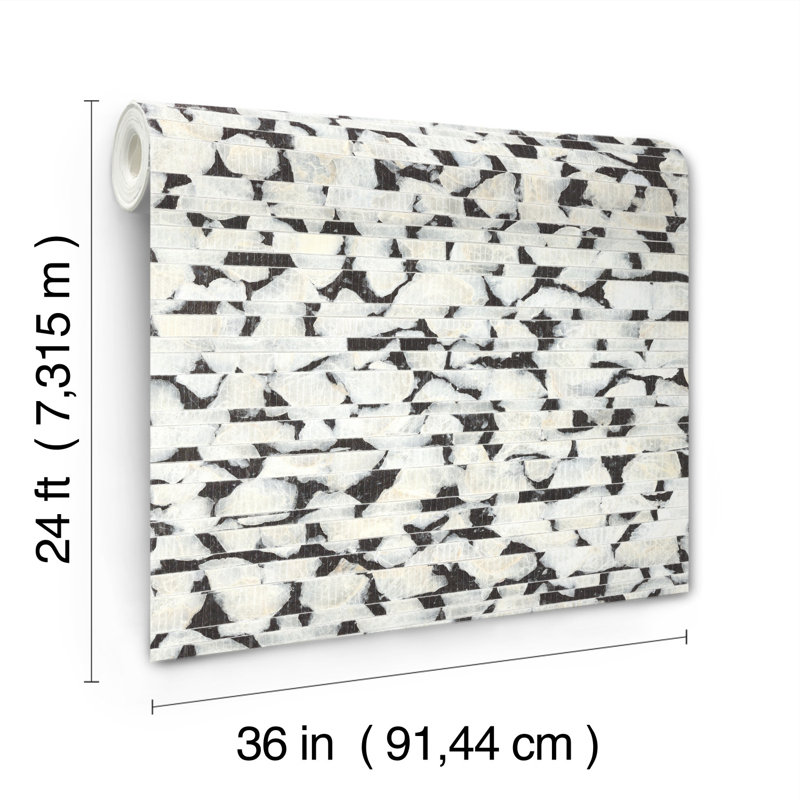 Rouleau de papier peint offrant 24 pi x 36 po Capiz, Noir / blanc