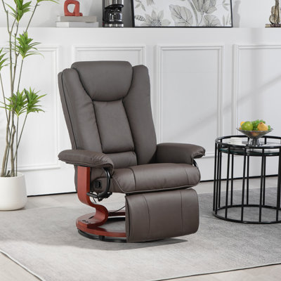 Fauteuil inclinable manuel pivotant, fauteuil inclinable en cuir PU avec repose-pieds pour le salon, brun