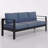 73" All-Weather Aluminum Patio Sofa, 3 Seat Outdoor Couch With  Thick Blue Cushions & Black Frame-1477484911