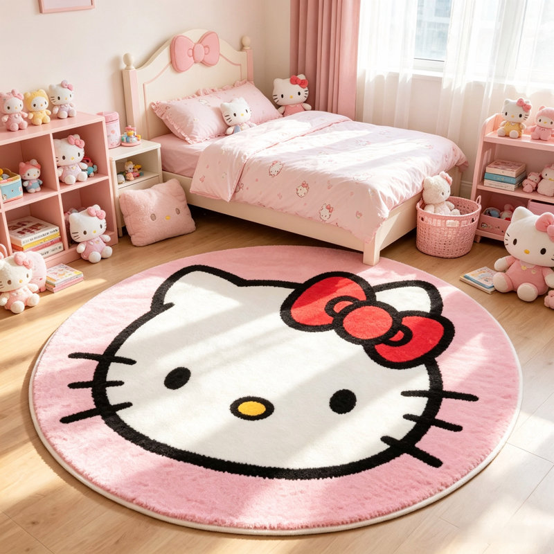 4.59 ft Hello Kitty Soft Rug Bedroom Desor for Kids