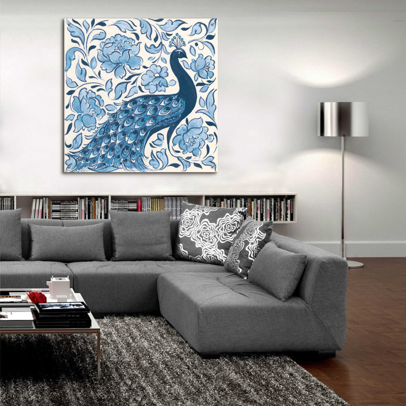 «Peacock Garden IV v2» par Miranda Thomas, art mural en verre acrylique, H 36 po x l 36 po x P 0,2 po