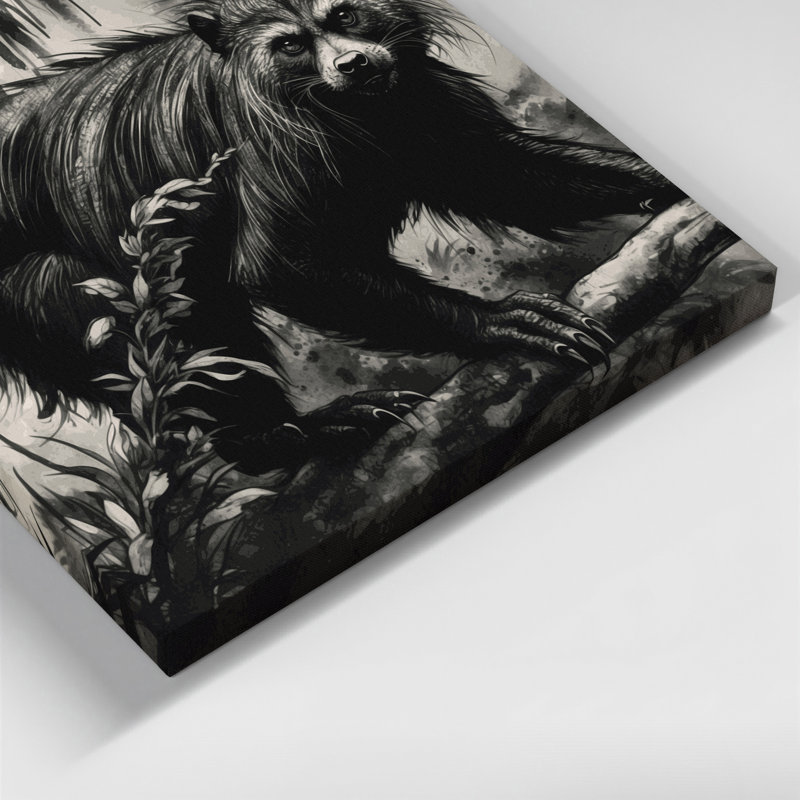 Faune Binturong, art mural sur toile grise, H 8 po x l 10 po