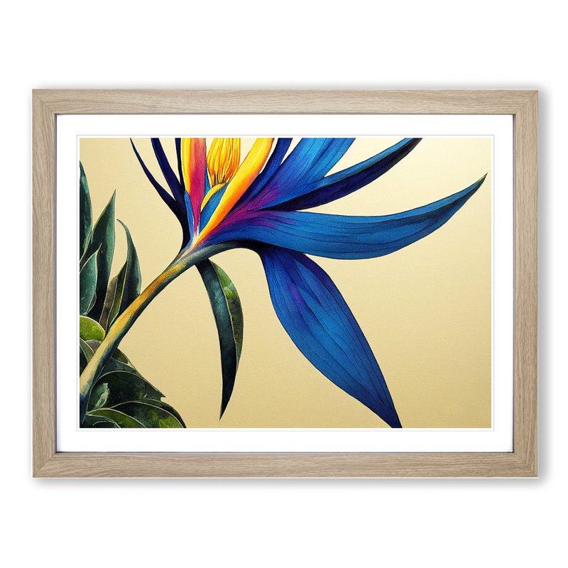 Soulful Bird of Paradise Flower - Framed Print, 46cm H x 64cm W x 2cm D, Oak