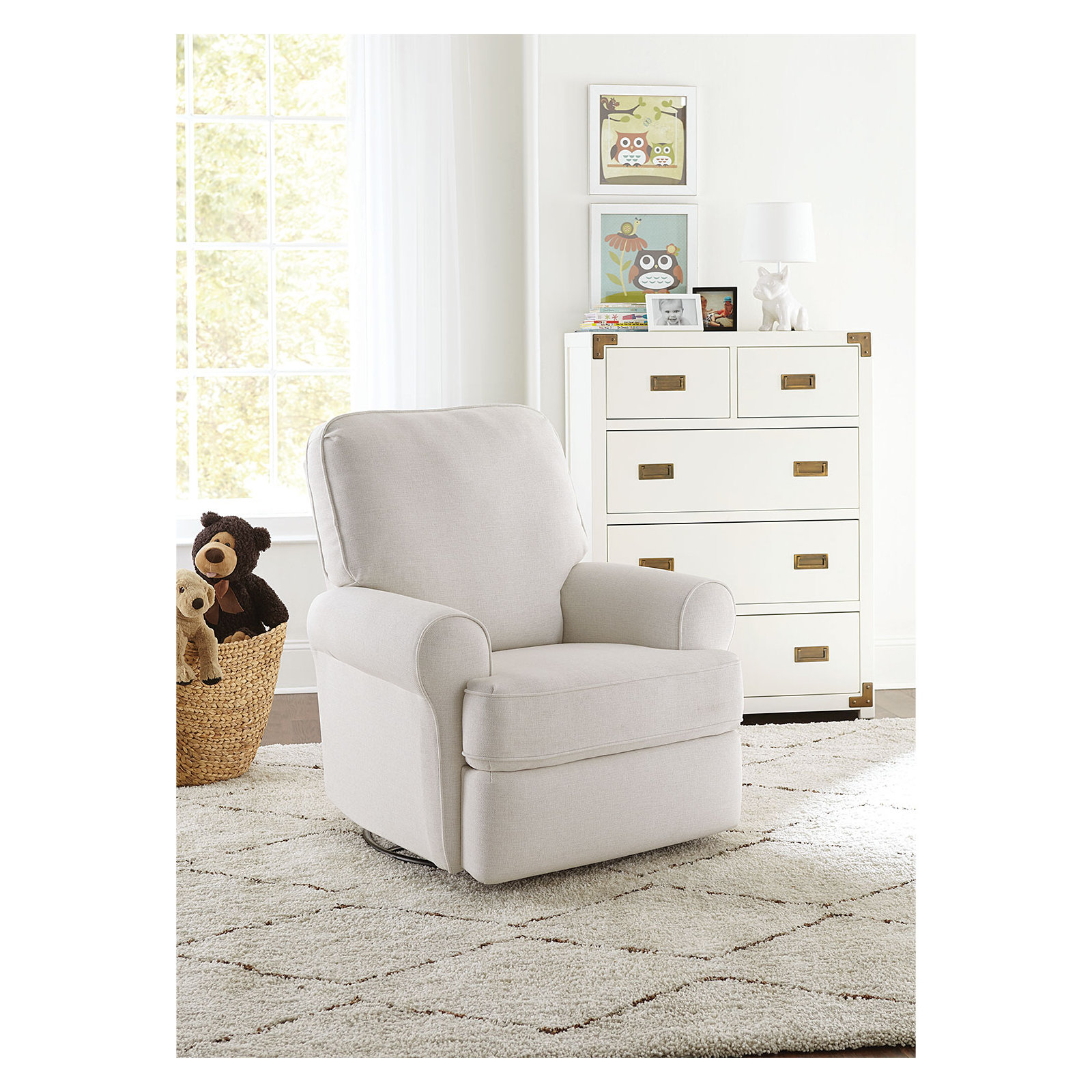Aubry Power Recliner, Snow Ivory Performance